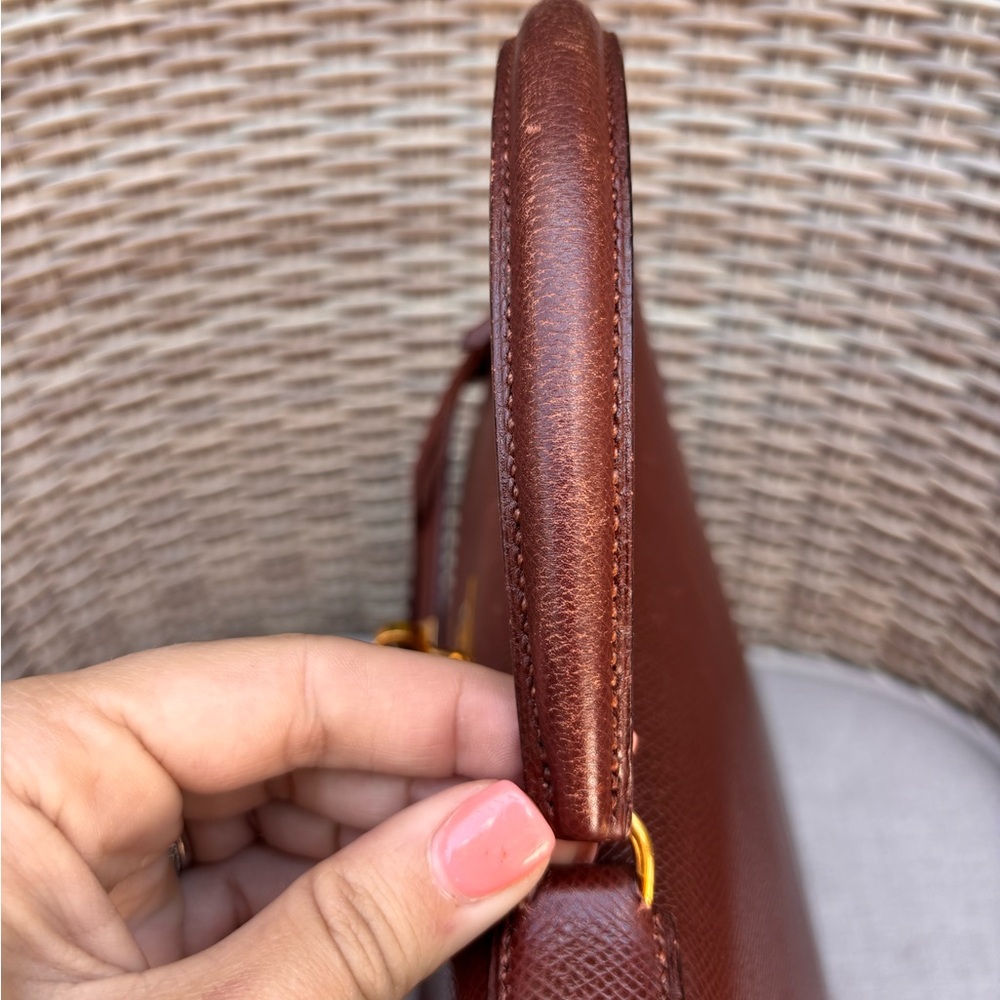 Authentic HERMES KELLY 32 gold brown courchevel leather bag - Picture 11 of 15